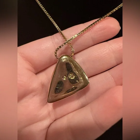 Swarovski Crystal Pave Triangle Gold Necklace - Picture 3 of 6